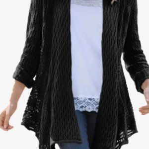 Open Front Pointelle Cardigan